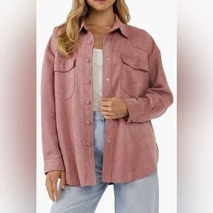 Free the Roses Dusty Pink Faux Suede Shacket
